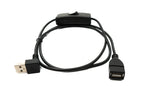 USB 2.0 Kabel 100 cm Typ A Stecker zu Buchse Schalter Winkel Down Angled | System-S