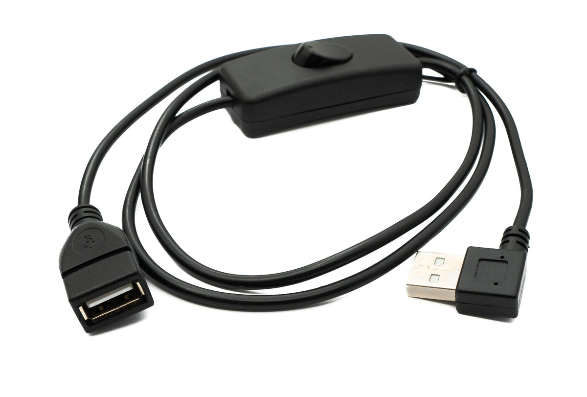USB 2.0 Kabel 100 cm Typ A Stecker zu Buchse Schalter Winkel Left Angled | System-S