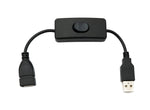 USB 2.0 Kabel 20 cm Typ A Stecker zu Buchse Schalter in Schwarz | System-S