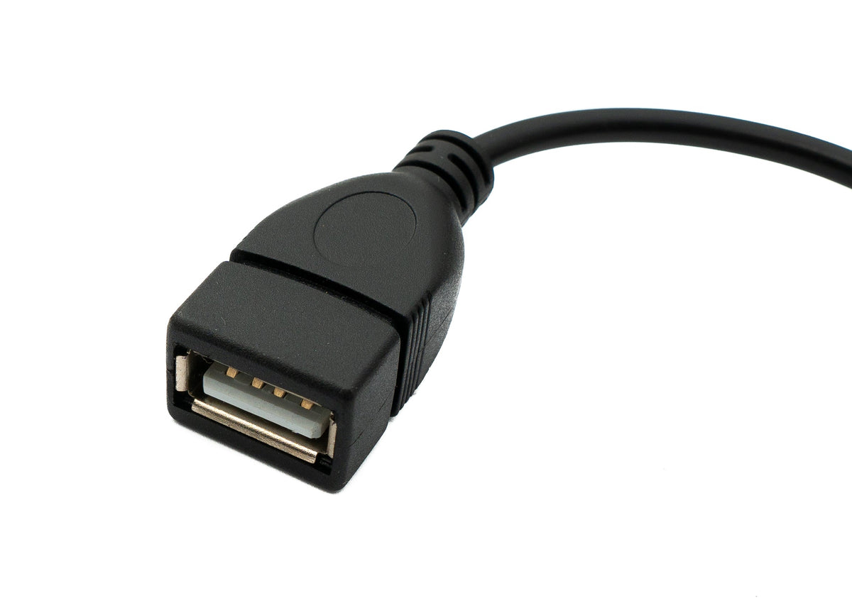 USB 2.0 Kabel 20 cm Typ A Stecker zu Buchse Schalter in Schwarz | System-S