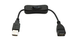 USB 2.0 Kabel 20 cm Typ A Stecker zu Buchse Schalter in Schwarz | System-S