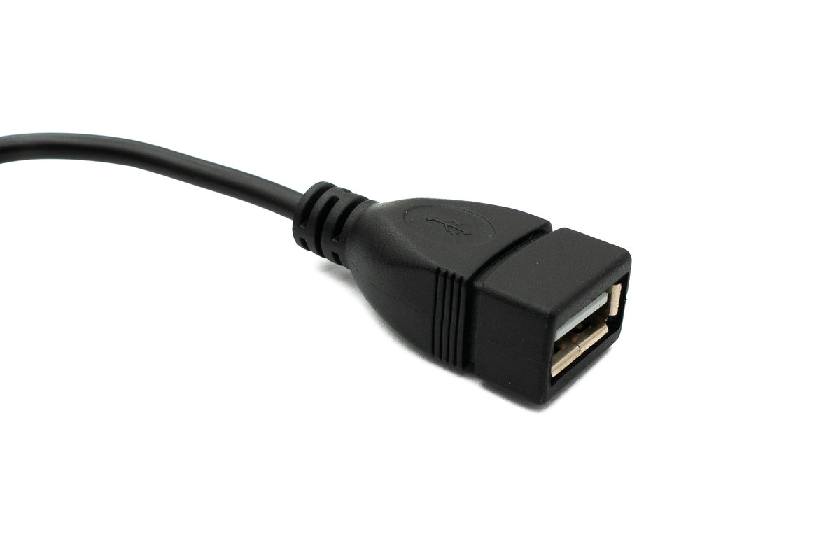 USB 2.0 Kabel 20 cm Typ A Stecker zu Buchse Schalter in Schwarz | System-S