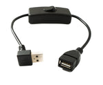 USB 2.0 Kabel 30 cm Typ A Stecker zu Buchse Schalter Winkel Down Angled | System-S