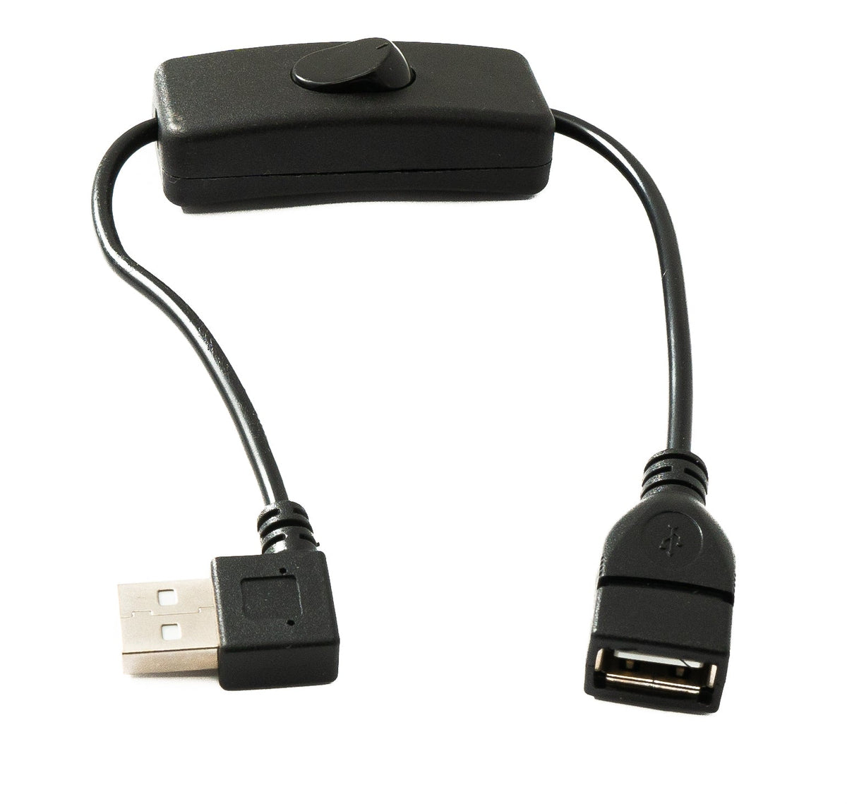 USB 2.0 Kabel 30 cm Typ A Stecker zu Buchse Schalter Winkel Left Angled | System-S