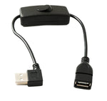 USB 2.0 Kabel 30 cm Typ A Stecker zu Buchse Schalter Winkel Left Angled | System-S