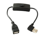 USB 2.0 Kabel 30 cm Typ A Stecker zu Buchse Schalter Winkel Right Angled | System-S