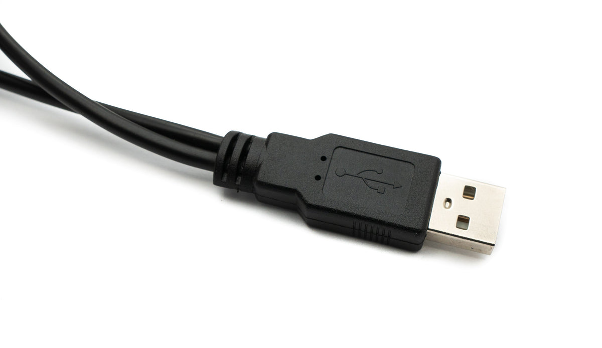 USB 2.0 Kabel 30 cm Typ A Stecker zu 2x Buchse Schalter in Schwarz | System-S