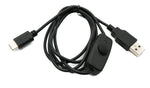 USB 3.1 Kabel 120 cm Typ C Stecker zu 2.0 A Stecker Schalter in Schwarz | System-S
