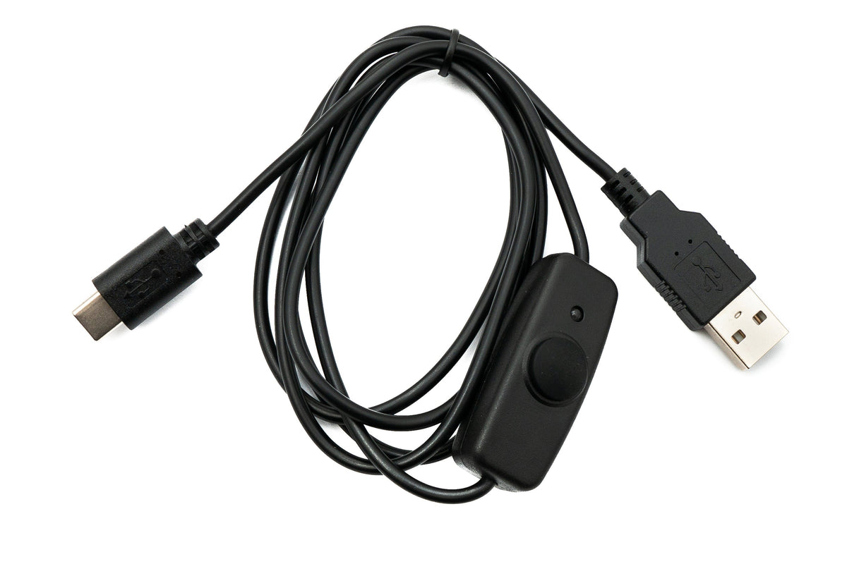 USB 3.1 Kabel 120 cm Typ C Stecker zu 2.0 A Stecker Schalter in Schwarz | System-S