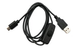 USB 3.1 Kabel 120 cm Typ C Stecker zu 2.0 A Stecker Schalter in Schwarz | System-S