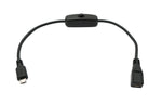 USB 2.0 Kabel 30 cm Micro B Stecker zu Buchse Schalter in Schwarz | System-S