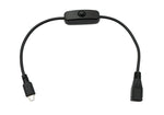 USB 2.0 Kabel 30 cm Micro B Stecker zu Buchse Schalter in Schwarz | System-S