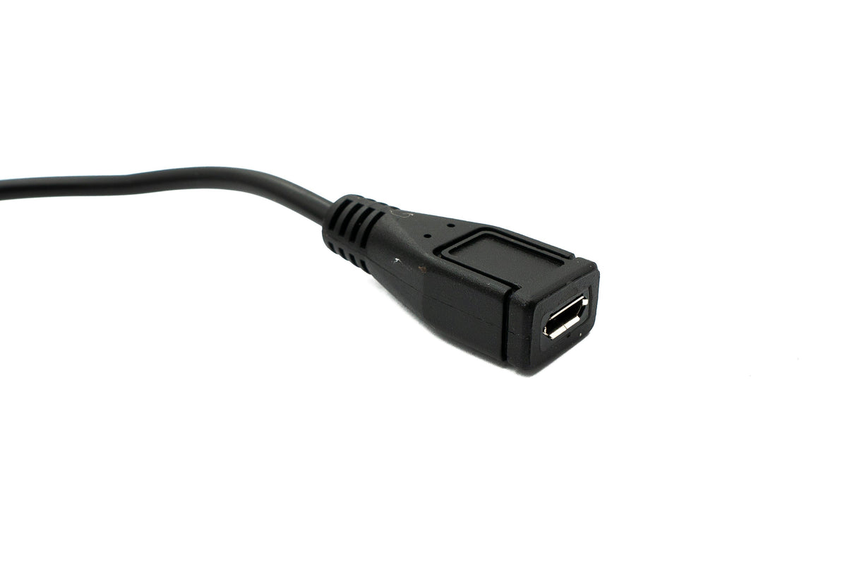 USB 2.0 Kabel 30 cm Micro B Stecker zu Buchse Schalter in Schwarz | System-S