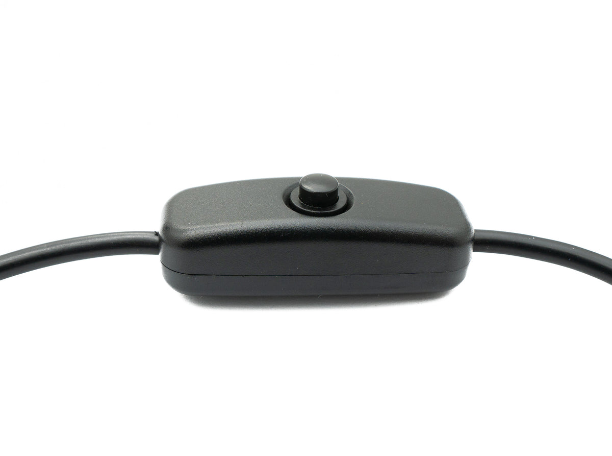 USB 2.0 Kabel 30 cm Micro B Stecker zu Buchse Schalter in Schwarz | System-S