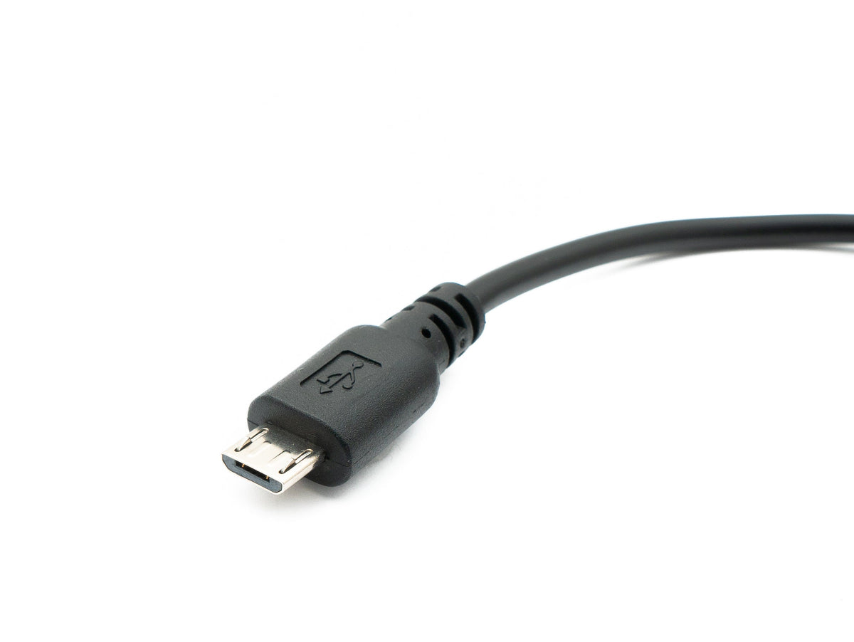 USB 2.0 Kabel 30 cm Micro B Stecker zu Buchse Schalter in Schwarz | System-S