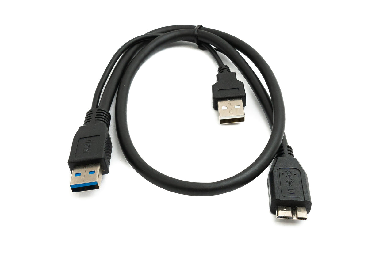 USB 3.0 Y Kabel 60 cm Typ A Stecker zu Micro B Stecker & 2.0 A Stecker in Schwarz | System-S