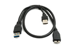 USB 3.0 Y Kabel 60 cm Typ A Stecker zu Micro B Stecker & 2.0 A Stecker in Schwarz | System-S