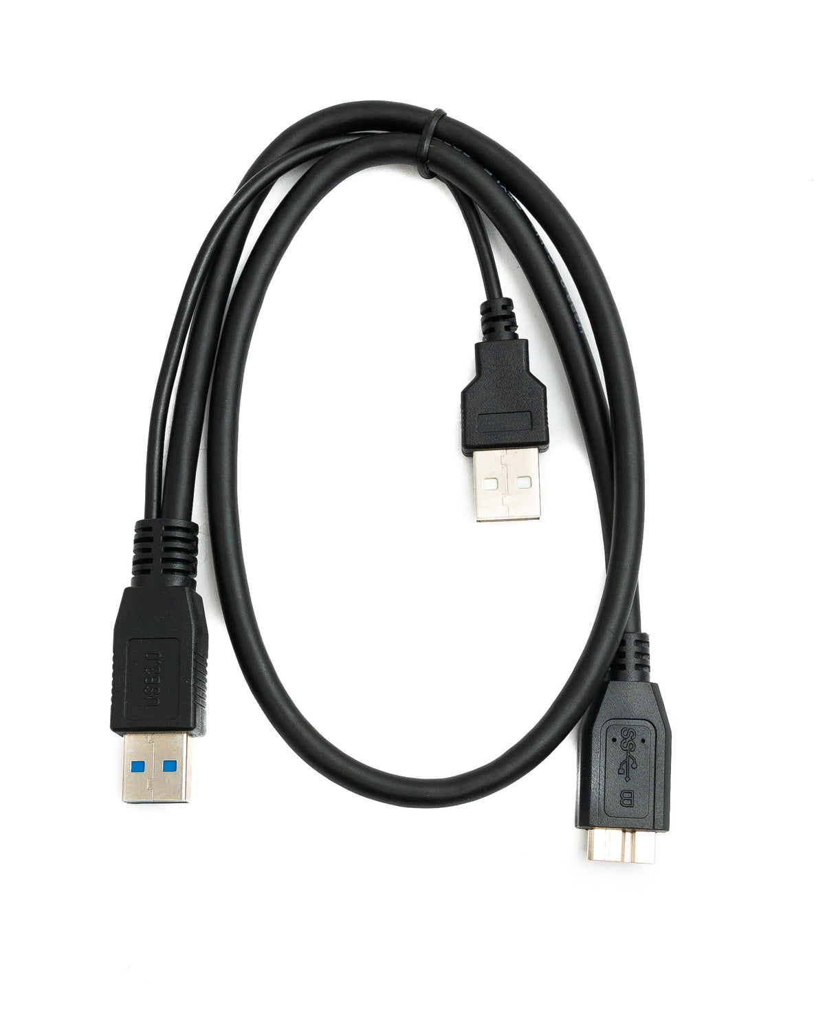USB 3.0 Y Kabel 60 cm Typ A Stecker zu Micro B Stecker & 2.0 A Stecker in Schwarz | System-S