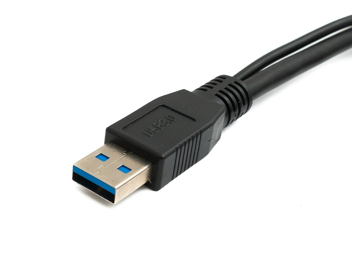 USB 3.0 Y Kabel 60 cm Typ A Stecker zu Micro B Stecker & 2.0 A Stecker in Schwarz | System-S