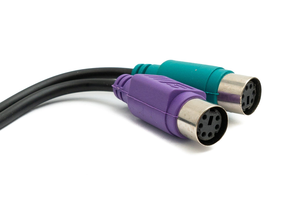 PS/2 Y Kabel 15 cm 2x Buchse zu USB 2.0 Typ A Stecker in Schwarz | System-S