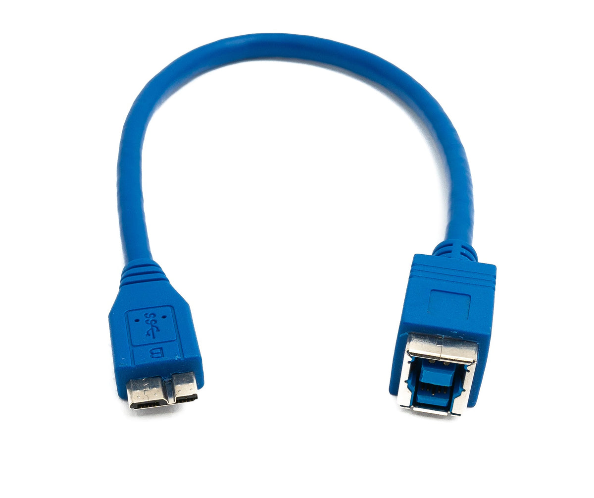 USB 3.0 Kabel 30 cm Typ B Buchse zu Micro B Stecker 5 Gbit/s in Blau | System-S