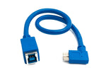 USB 3.0 Kabel 30 cm Typ B Buchse zu Micro B Stecker Left Angled Winkel 5 Gbit/s in Blau | System-S