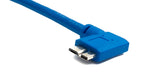 USB 3.0 Kabel 30 cm Typ B Buchse zu Micro B Stecker Left Angled Winkel 5 Gbit/s in Blau | System-S