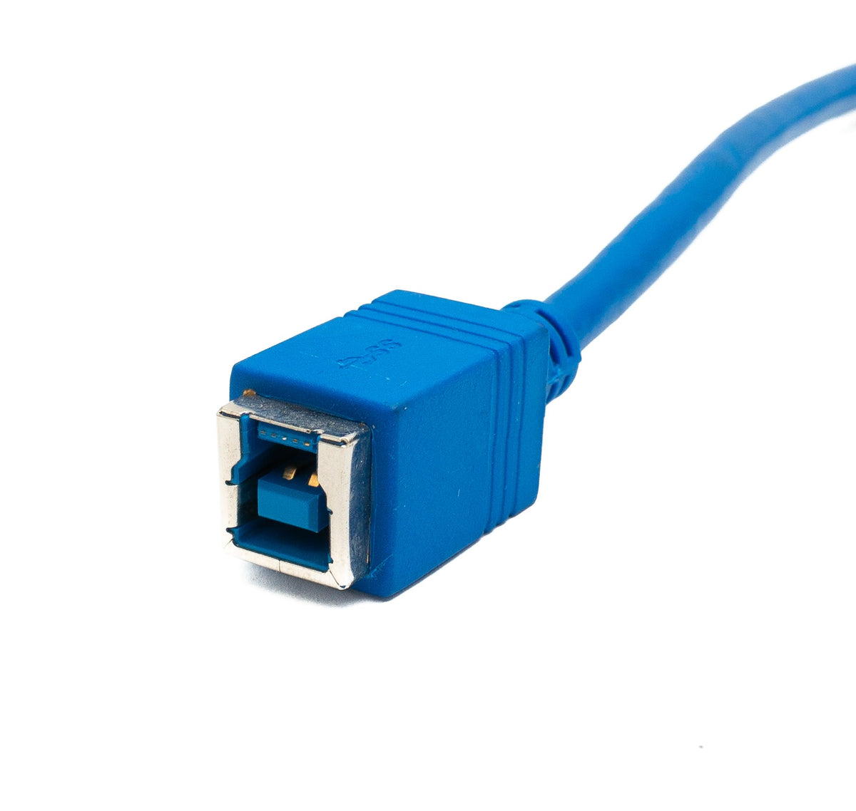 USB 3.0 Kabel 30 cm Typ B Buchse zu Micro B Stecker Left Angled Winkel 5 Gbit/s in Blau | System-S