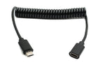 USB 2.0 Kabel 100 cm Micro B Stecker zu Buchse Spirale in Schwarz | System-S