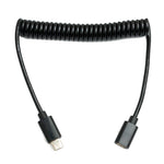 USB 2.0 Kabel 100 cm Micro B Stecker zu Buchse Spirale in Schwarz | System-S