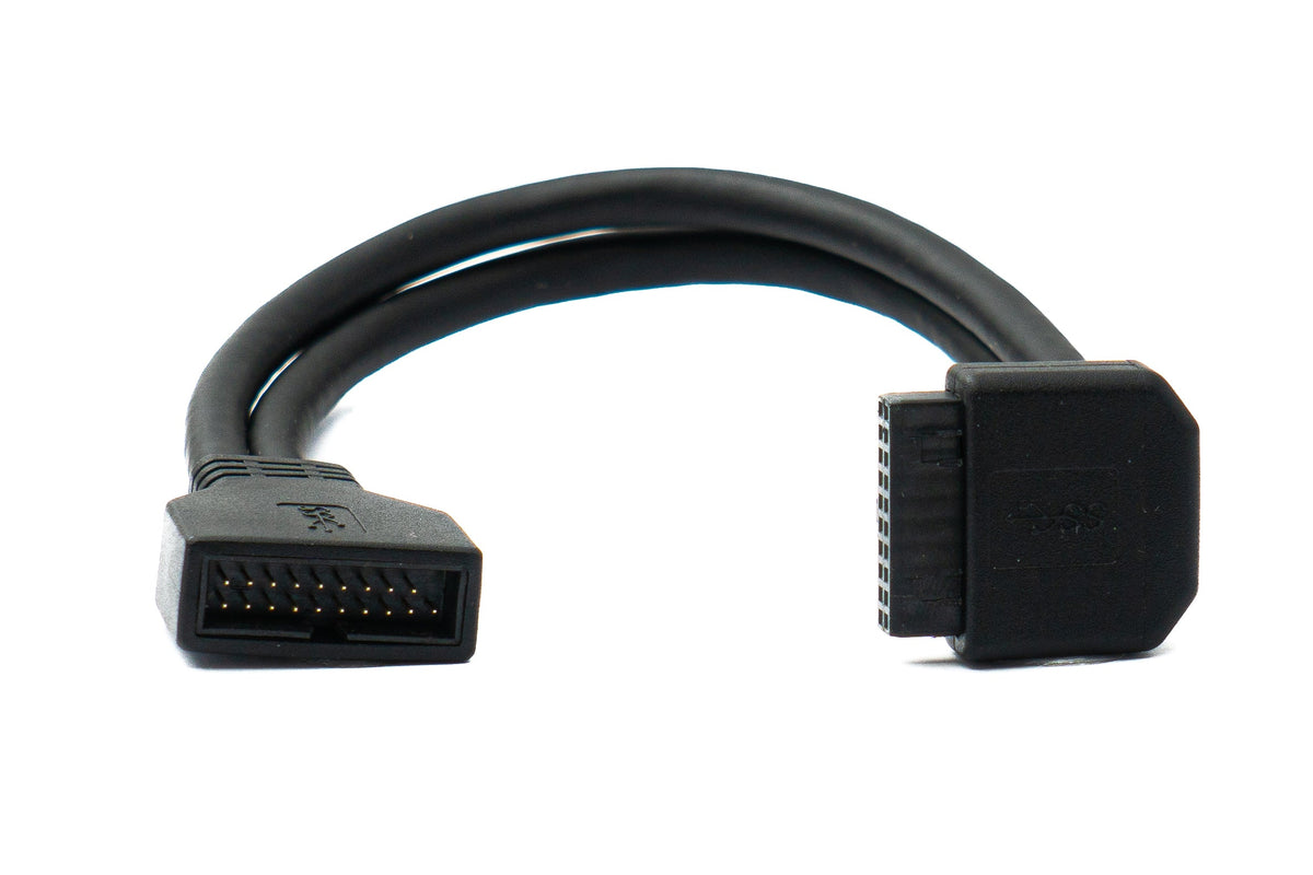 USB 3.0 Kabel 25 cm 19 Pin Stecker zu 20 Pin Buchse Motherboard Down Angled Winkel 5 Gbit/s 100W | System-S