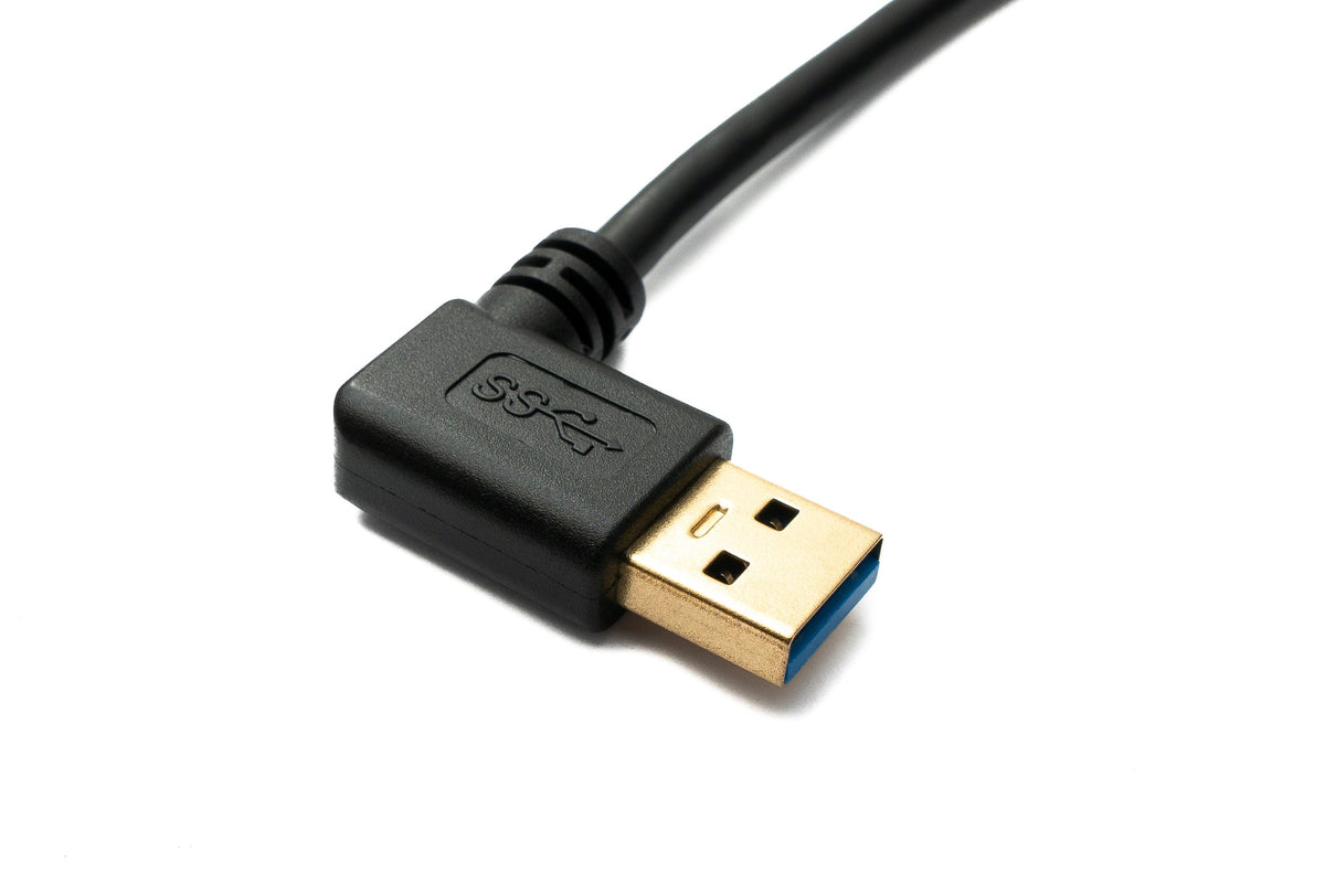 USB 3.1 Kabel 30 cm Typ C Stecker zu 3.0 A Stecker 180° U Turn Winkel links gewinkelt Adapter 5 Gbit/s 100W | System-S