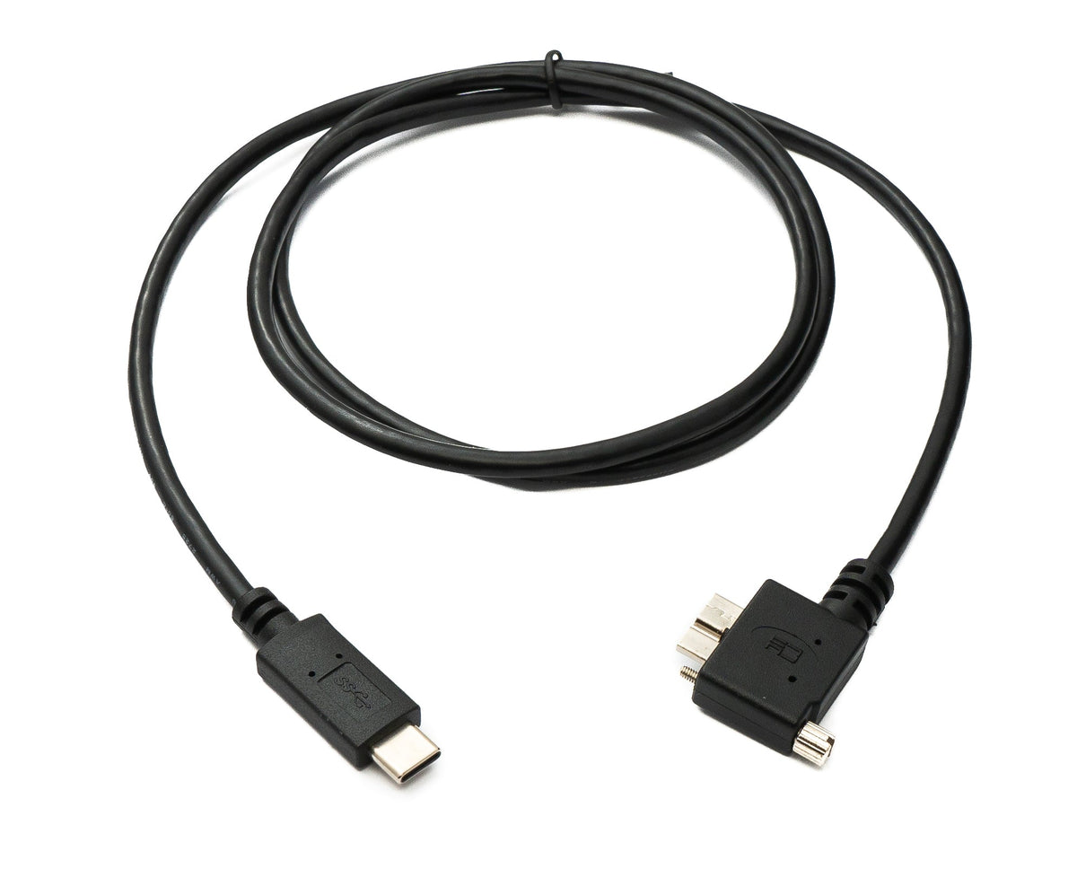 USB 3.0 Kabel 100 cm Micro B Stecker zu 3.1 Typ C Stecker Winkel Left Angled Panel Mount Schraube | System-S