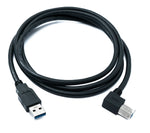 USB 3.0 Kabel 150 cm Typ B Stecker zu A Stecker Winkel Down Angled 5 Gbit/s 100W in Schwarz | System-S