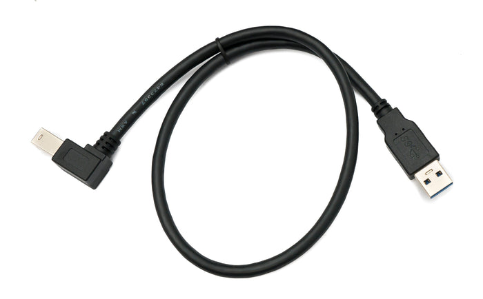 USB 3.0 Kabel 50 cm Typ B Stecker zu A Stecker Winkel Right Angled 5 Gbit/s 100W in Schwarz | System-S