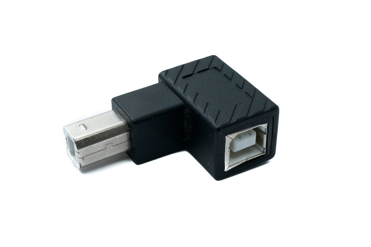 USB 2.0 Adapter Typ B Stecker zu Buchse aufwärts gewinkelt Winkel Kabel in Schwarz | System-S