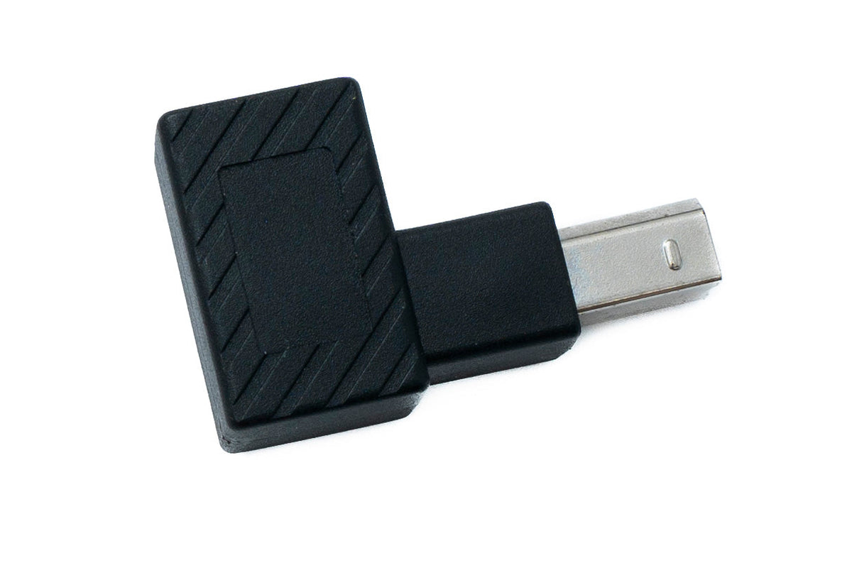 USB 2.0 Adapter Typ B Stecker zu Buchse aufwärts gewinkelt Winkel Kabel in Schwarz | System-S