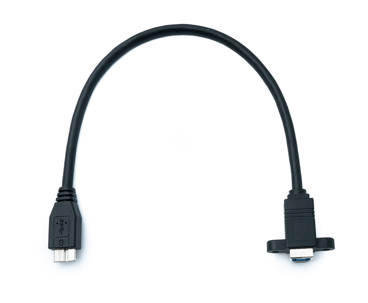 USB 3.0 Kabel 30 cm Micro B Stecker zu Typ B Stecker Panel Mount | System-S