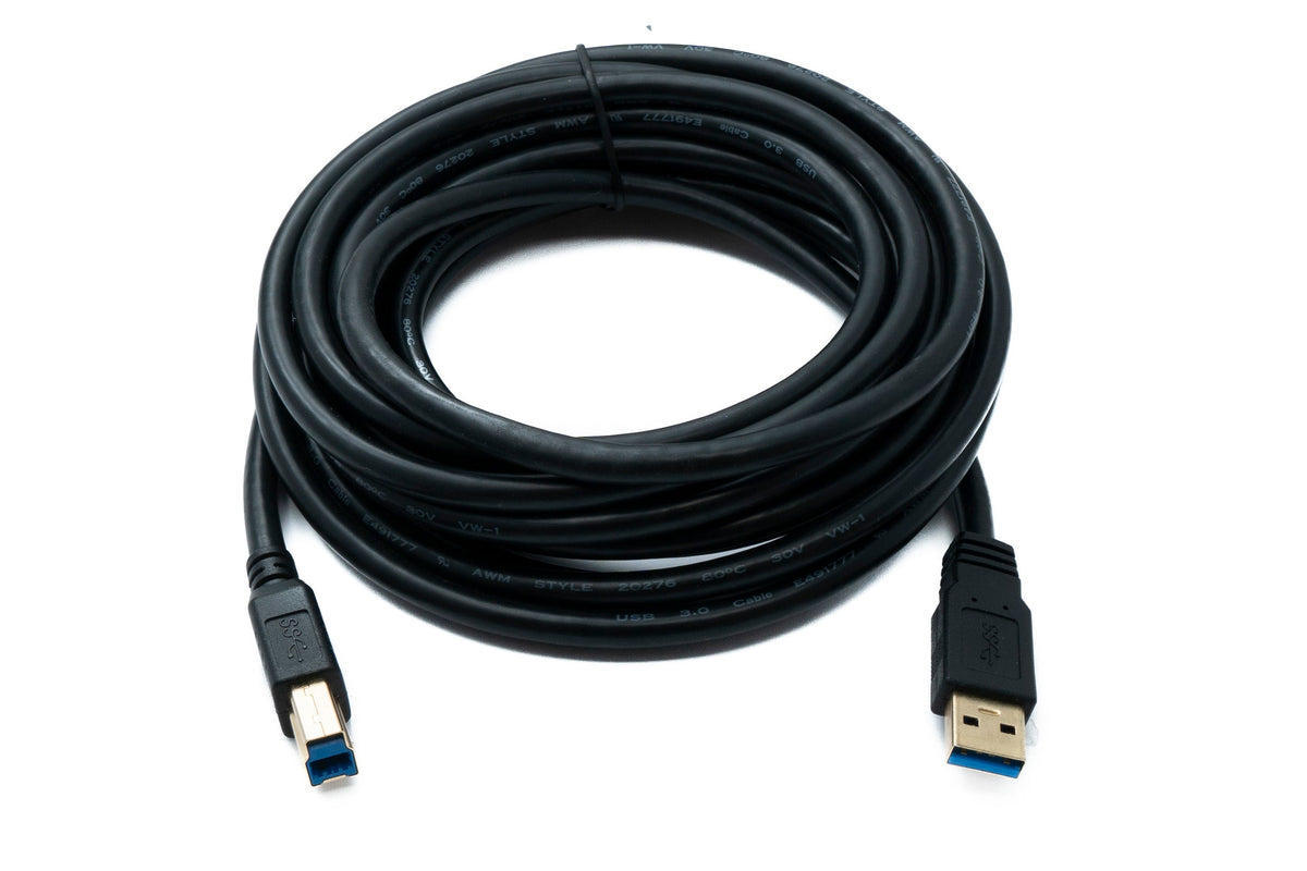 USB 3.0 Kabel 5 m Typ B Stecker zu A Stecker 5 Gbit/s 100W in Schwarz | System-S