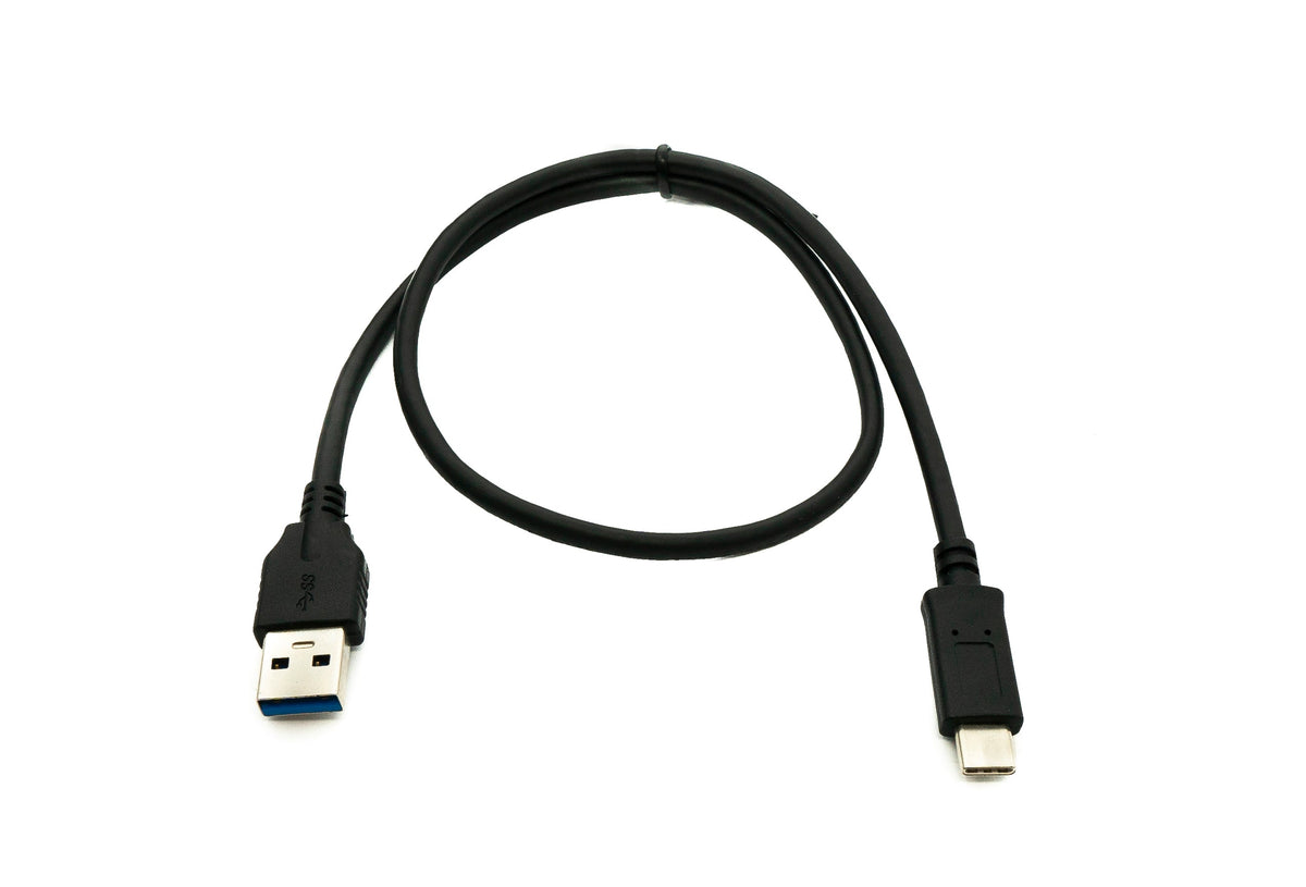 USB 3.1 Kabel 50 cm Typ C Stecker zu 3.0 A Stecker 5 Gbit/s 100W in Schwarz | System-S