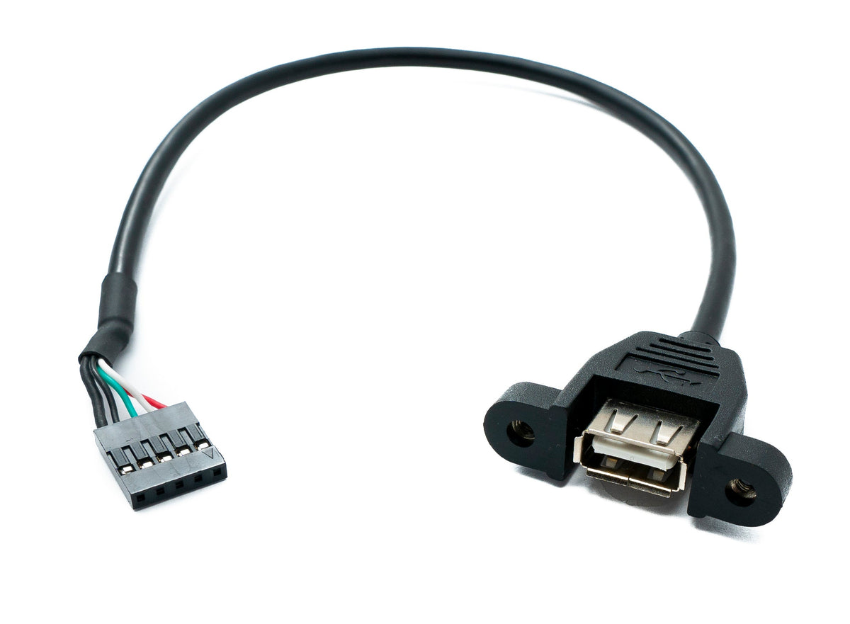 USB 2.0 Kabel 30 cm Typ A zu Steckverbinder mit 2,54 mm Rastermaß Panel Mount | System-S