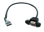 USB 2.0 Kabel 30 cm Typ A zu Steckverbinder mit 2,54 mm Rastermaß Panel Mount | System-S