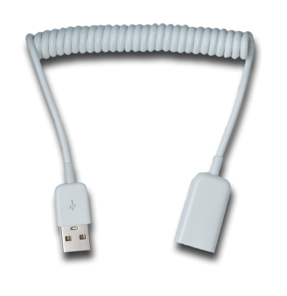 USB 2.0 Kabel 90 cm Typ A Stecker zu Buchse Spirale ausziehbar in Weiß | System-S