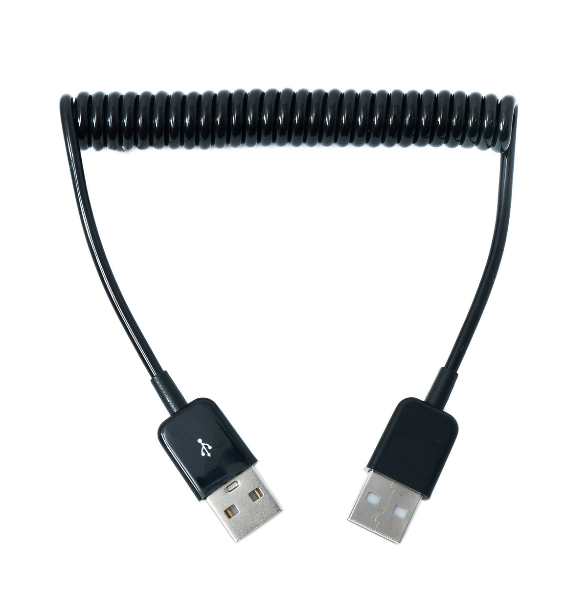 USB 2.0 Kabel 90 cm Typ A Stecker zu Stecker Spirale ausziehbar in Schwarz | System-S