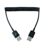 USB 2.0 Kabel 90 cm Typ A Stecker zu Stecker Spirale ausziehbar in Schwarz | System-S