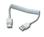 USB 2.0 Kabel 90 cm Typ A Stecker zu Stecker Spirale ausziehbar in Weiß | System-S