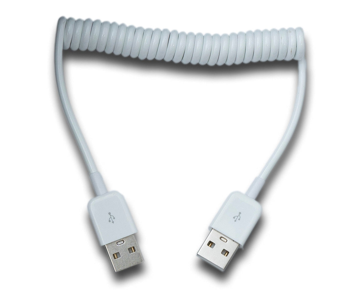 USB 2.0 Kabel 90 cm Typ A Stecker zu Stecker Spirale ausziehbar in Weiß | System-S