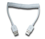 USB 2.0 Kabel 90 cm Typ A Stecker zu Stecker Spirale ausziehbar in Weiß | System-S