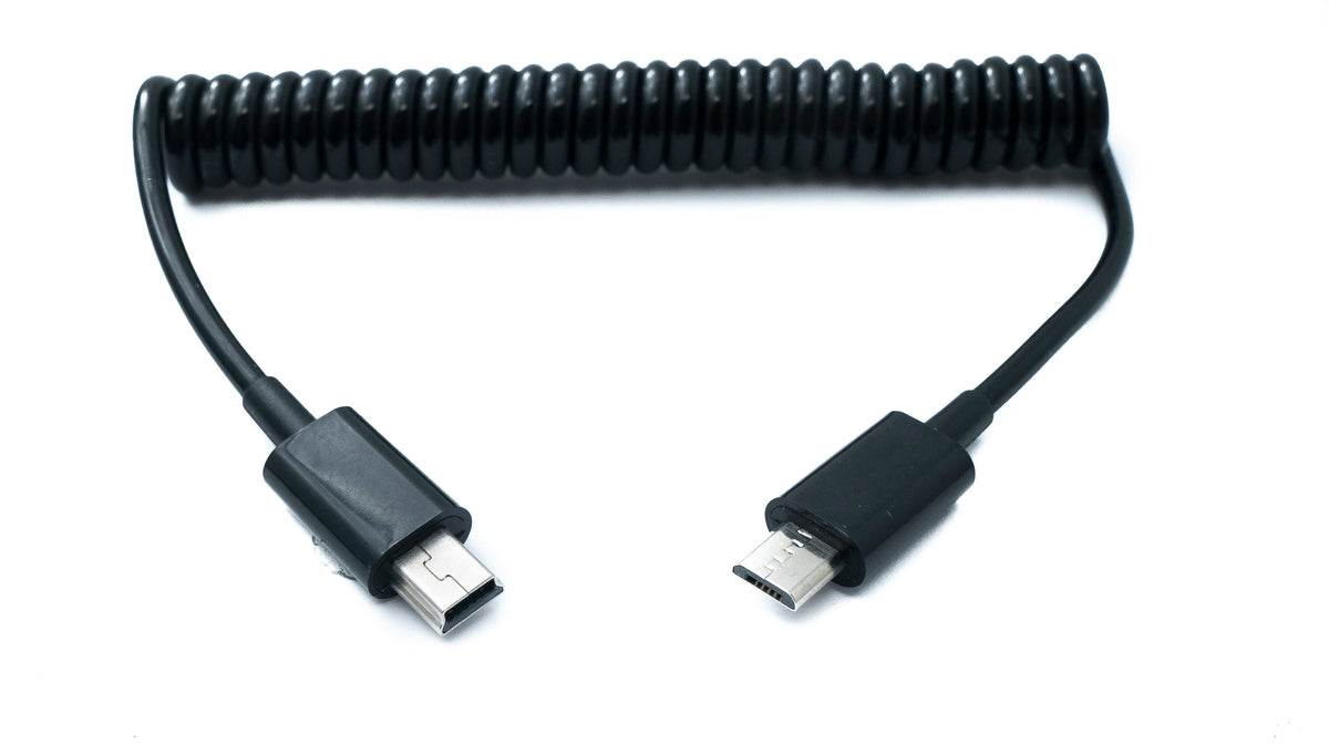USB 2.0 Kabel 70 cm Mini B Stecker zu Micro B Stecker Spirale ausziehbar | System-S