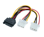 Y SATA Kabel 20 cm 15 Pin Stecker zu 2x Molex LP4 IDE 4Pin Buchse | System-S